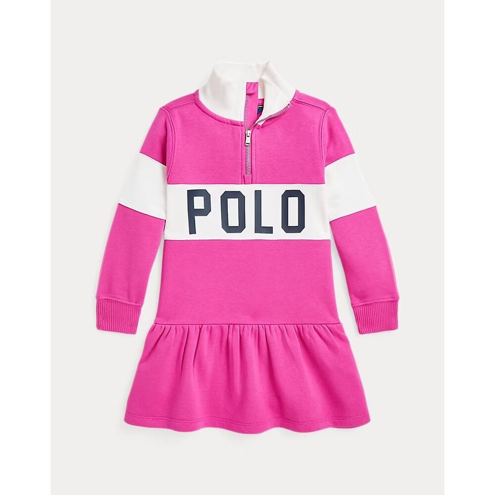 NWT POLO RALPH LAUREN Dress JUNIOR Logo French Terry Quarter-Zip